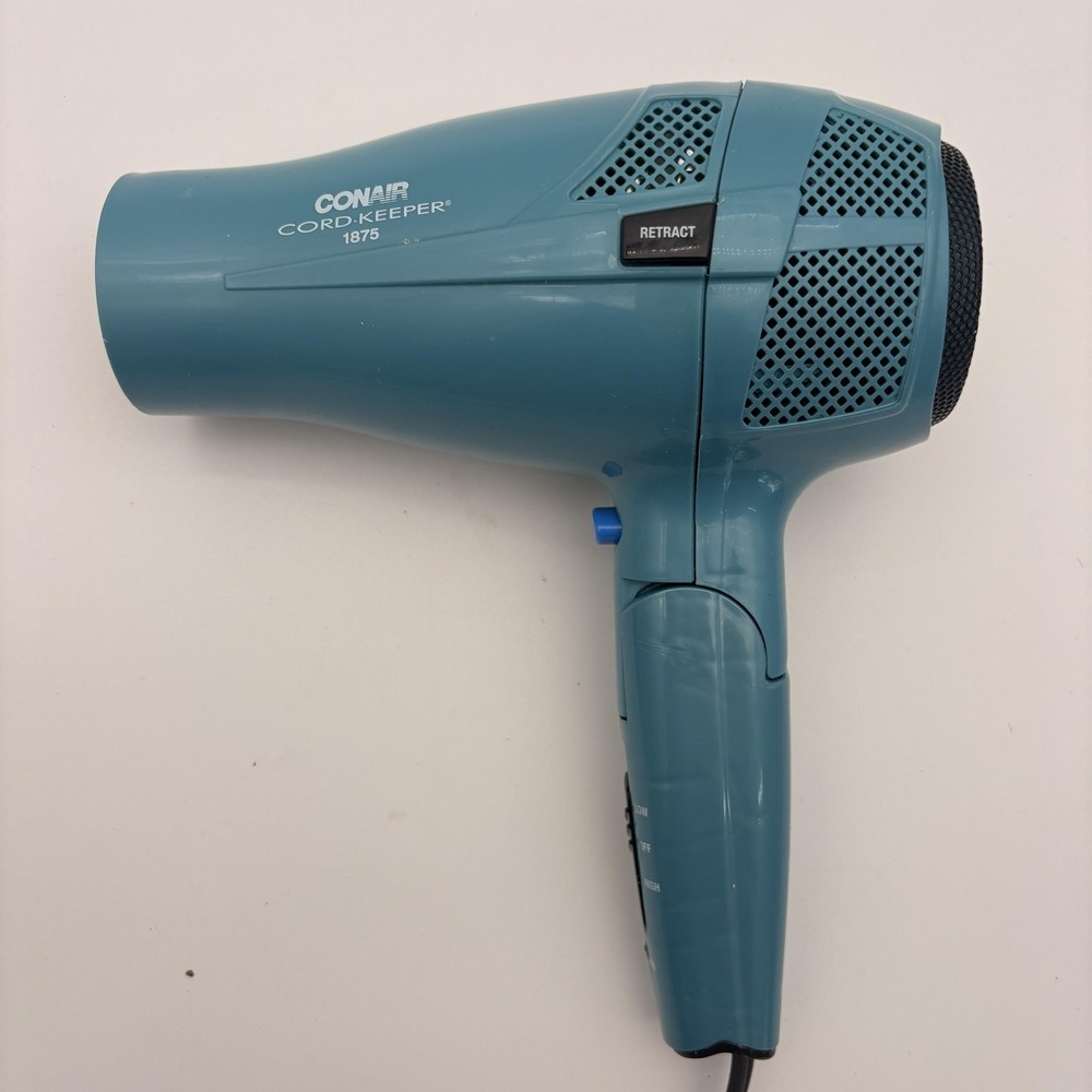 Conair Cord-Keeper 1875 Hair Dryer 1875W 289N Blue Teal Retractable Cord‎